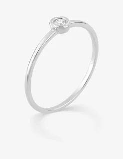 Bague solitaire or 375 ‰ blanc diamant synthétique 0,05 ct serti clos SO OR