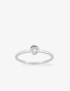 Bague solitaire or 375 ‰ blanc diamant synthétique 0,10 ct serti clos SO OR