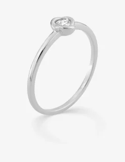 Bague solitaire or 375 ‰ blanc diamant synthétique 0,10 ct serti clos SO OR