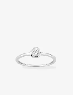 Bague solitaire or 375 ‰ blanc diamant synthétique 0,15 ct serti clos SO OR