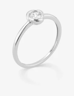 Bague solitaire or 375 ‰ blanc diamant synthétique 0,20 ct serti clos SO OR