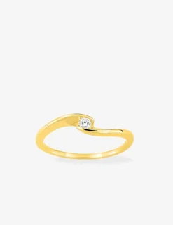 Bague solitaire or 375 ‰ jaune diamant synthétique 0,05 ct SO OR