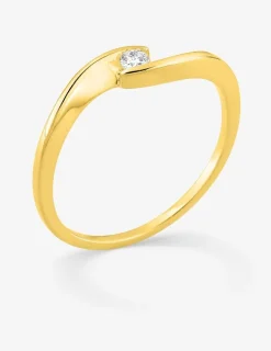 Bague solitaire or 375 ‰ jaune diamant synthétique 0,05 ct SO OR