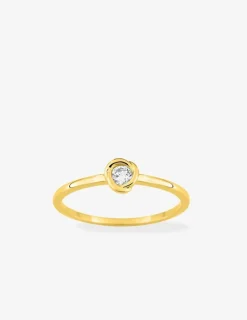 Bague solitaire or 375 ‰ jaune diamant synthétique 0,10 ct serti clos SO OR