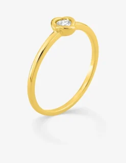 Bague solitaire or 375 ‰ jaune diamant synthétique 0,10 ct serti clos SO OR