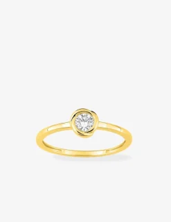 Bague solitaire or 375 ‰ jaune diamant synthétique 0,20 ct serti clos SO OR