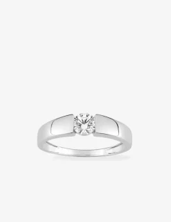 Bague solitaire or blanc 375 ‰ et oxyde de zirconium SO OR