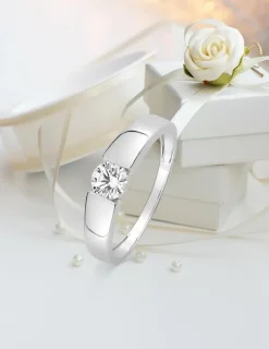 Bague solitaire or blanc 375 ‰ et oxyde de zirconium SO OR