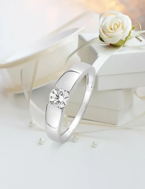 Bague solitaire or blanc 375 ‰ et oxyde de zirconium SO OR