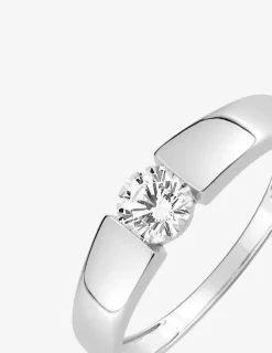 Bague solitaire or blanc 375 ‰ et oxyde de zirconium SO OR