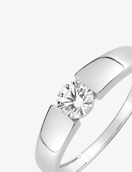 Bague solitaire or blanc 375 ‰ et oxyde de zirconium SO OR