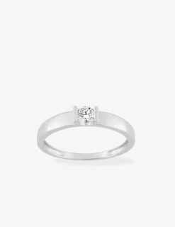 Bague solitaire or blanc 375 ‰ et oxyde de zirconium SO OR