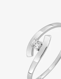 Bague solitaire or blanc 375 ‰ et oxyde de zirconium SO OR