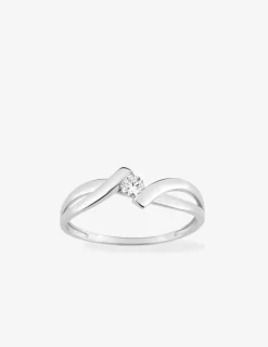 Bague solitaire or blanc 375 ‰ et oxyde de zirconium SO OR
