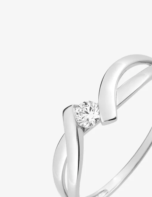 Bague solitaire or blanc 375 ‰ et oxyde de zirconium SO OR