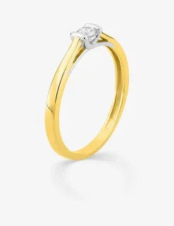 Bague solitaire or blanc et jaune 375 ‰ et diamants synthétiques 0,10 ct SO OR