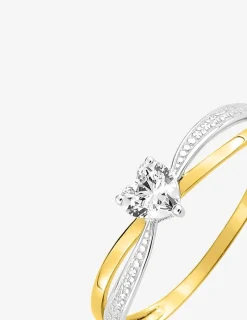 Bague solitaire or jaune 375 ‰ oxyde de zirconium et rhodium SO OR
