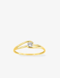 Bague solitaire or jaune 375 ‰ et oxyde de zirconium SO OR