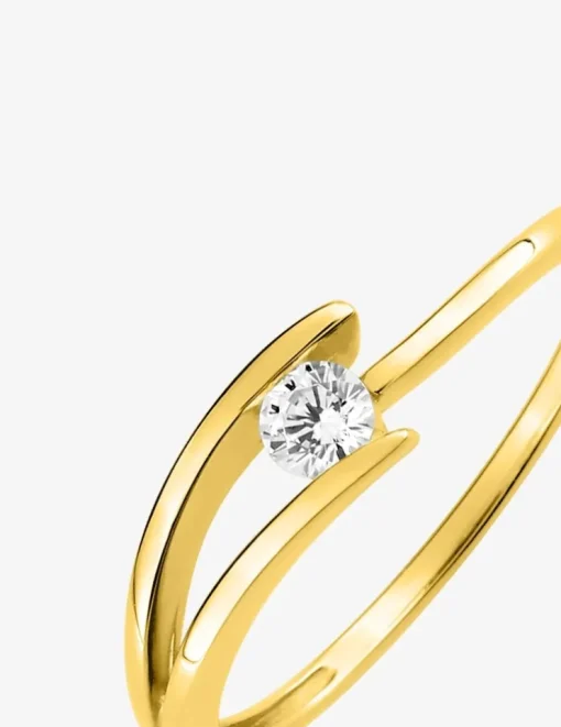Bague solitaire or jaune 375 ‰ et oxyde de zirconium SO OR