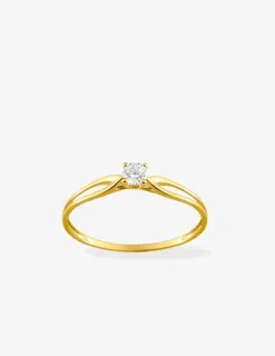 Bague solitaire or jaune 375‰, oxyde de zirconium SO OR