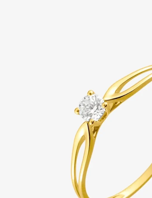 Bague solitaire or jaune 375‰, oxyde de zirconium SO OR