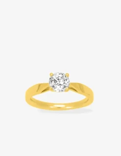 Bague solitaire plaqué or et oxyde de zirconium 6 mm SO OR