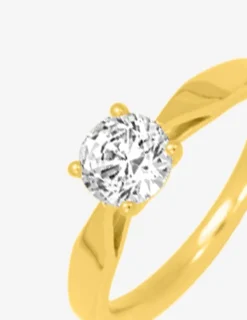 Bague solitaire plaqué or et oxyde de zirconium 6 mm SO OR