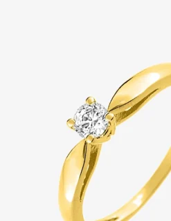 Bague solitaire plaqué or et oxyde de zirconium 3,5 mm SO OR