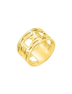 Bague style graphique plaqué or SO OR