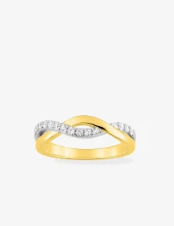 Bague torsadée plaqué or oxydes de zirconium et rhodium SO OR