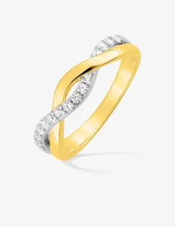 Bague torsadée plaqué or oxydes de zirconium et rhodium SO OR
