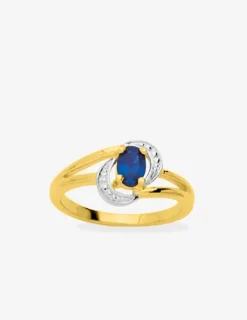 Bague tourbillon plaqué or, rhodium et oxyde de zirconium bleu SO OR