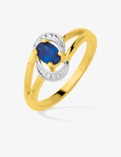 Bague tourbillon plaqué or, rhodium et oxyde de zirconium bleu SO OR