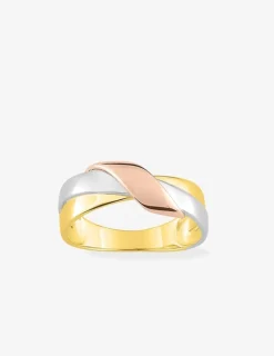 Bague tricolore anneaux entrelacés plaqué or et rhodium SO OR