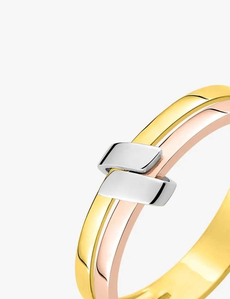 Bague tricolore or 375 ‰ SO OR