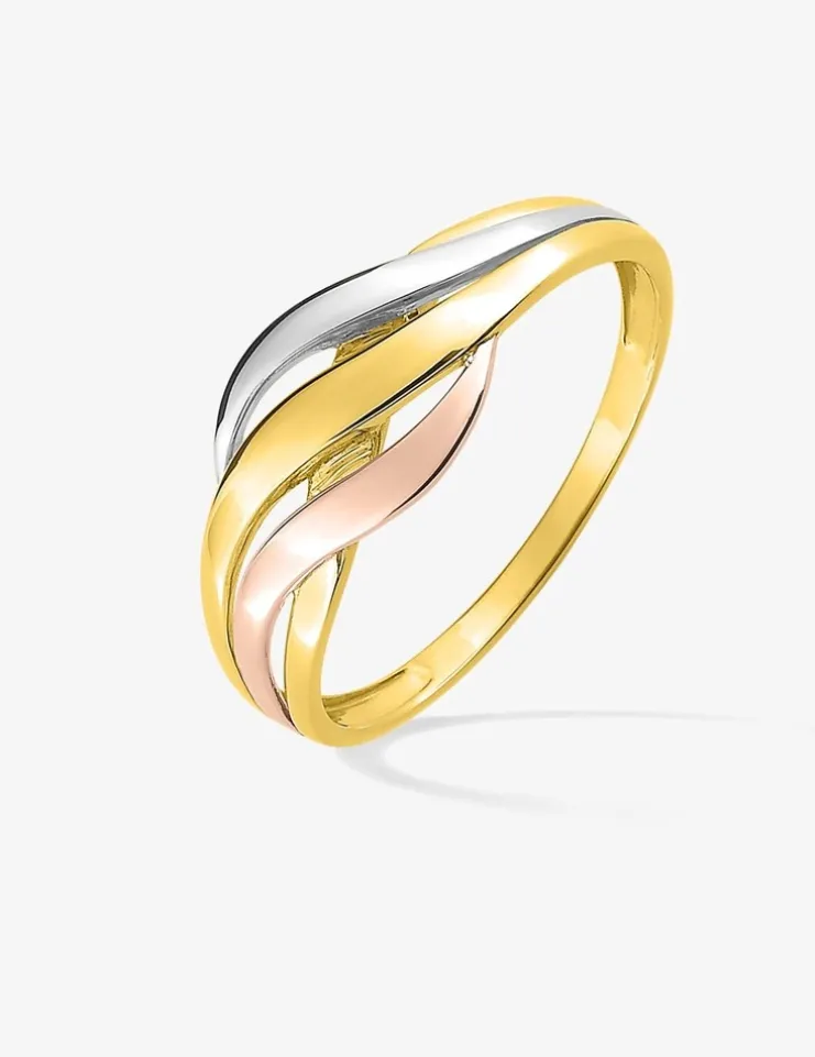 Bague tricolore or 375 ‰ SO OR