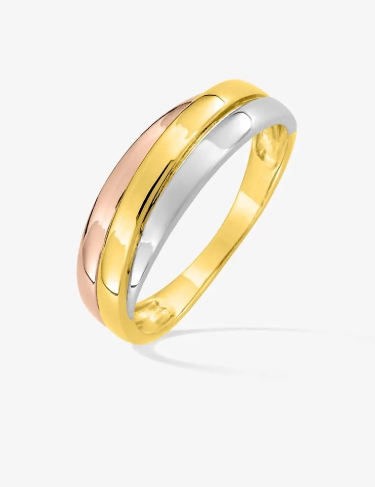 Bague tricolore or 375 ‰ SO OR