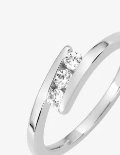 Bague trilogie argent 925‰ rhodié et oxydes de zirconium SO OR