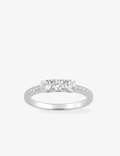 Bague trilogie argent 925‰ rhodié et oxydes de zirconium blancs SO OR