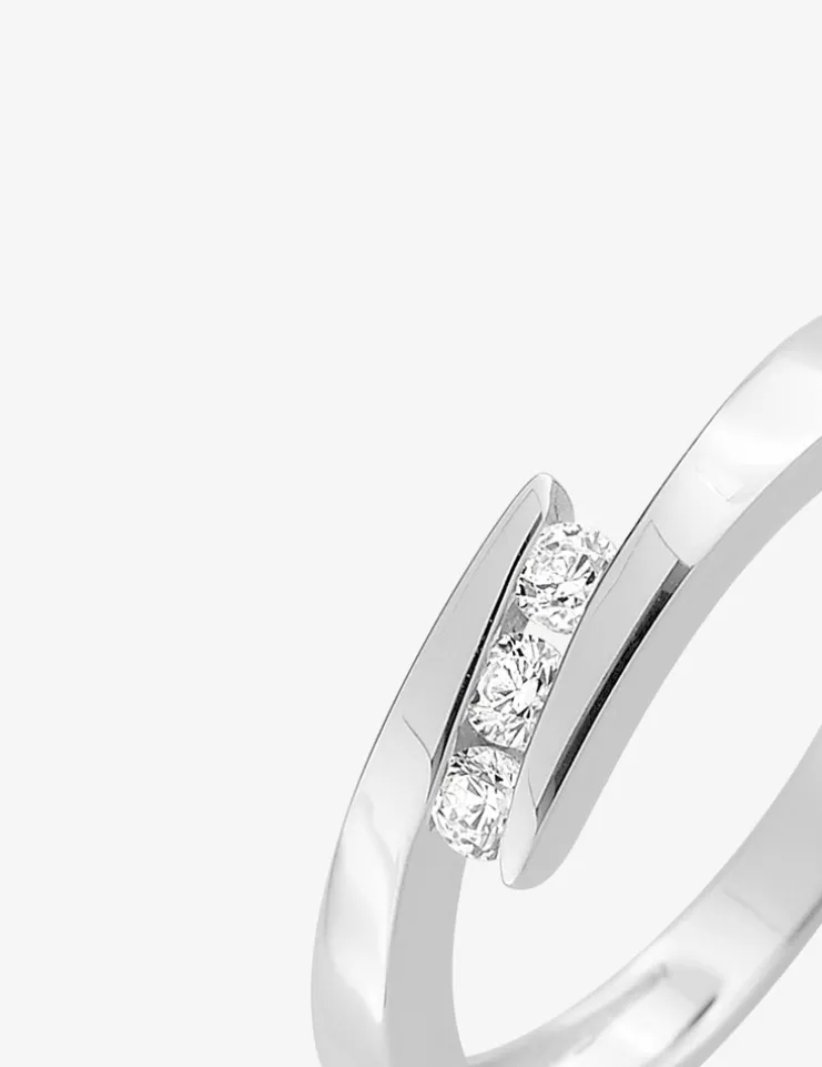 Bague trilogie en or 375‰ oxydes de zirconium SO OR