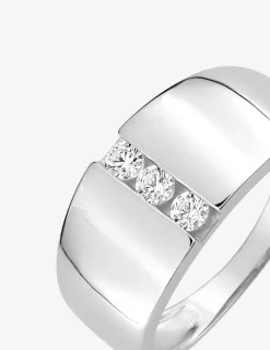 Bague trilogie or blanc 375 ‰ oxyde de zirconium SO OR