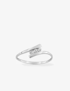 Bague trilogie or blanc 375 ‰ oxyde de zirconium SO OR