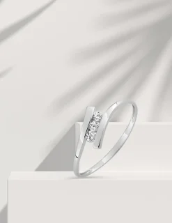 Bague trilogie or blanc 375 ‰ oxyde de zirconium SO OR