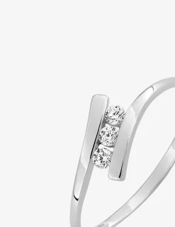 Bague trilogie or blanc 375 ‰ oxyde de zirconium SO OR