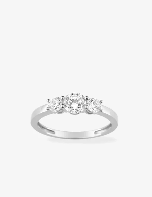 Bague trilogie or blanc 750 ‰, oxyde de zirconium SO OR
