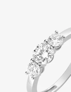 Bague trilogie or blanc 750 ‰, oxyde de zirconium SO OR