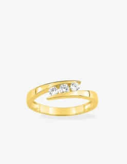 Bague trilogie or jaune 375 ‰ oxyde de zirconium SO OR