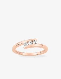 Bague trilogie oxydes de zirconium monture croisée plaqué or rose SO OR
