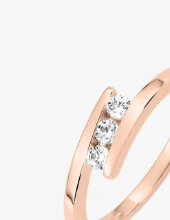 Bague trilogie oxydes de zirconium monture croisée plaqué or rose SO OR