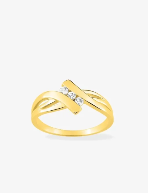 Bague trilogie plaqué or oxydes de zirconium SO OR